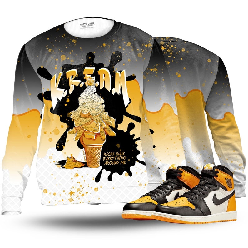 Kream 3d waffle cone unisex matching oversized sweatshirt jordan 1 retro high og yellow toe,outfit sweatshirt ,sneaker match sweatshirt