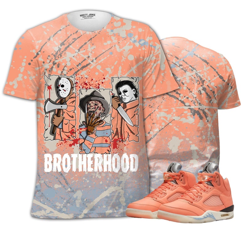 Dark brotherhood 3d splash jordan 5 dj khaled crimson bliss, oversized t shirt, graphic tees ,outfit sneaker, jordan match shirt