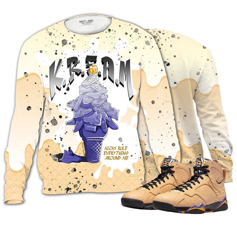 Kream 3d waffle conejordan 7 se afrobeats,outfit sweatshirt ,sneaker match outfit sneaker,christmas gift