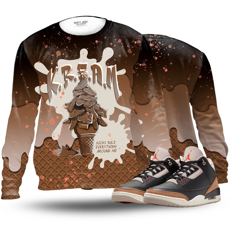 Kream 3d waffle cone unisex matching oversized sweatshirt jordan 3 retro desert elephant,outfit sweatshirt ,sneaker match sweatshirt