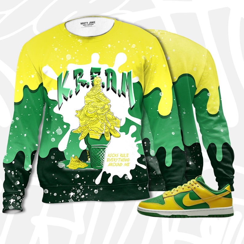 Kream 3d waffle cone sweatshirt match dunk low reverse brazil outfit sneaker, sweatshirt 3d match sneaker jordan