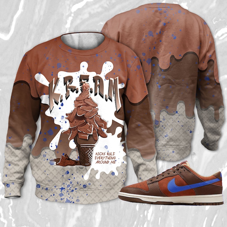 Kream 3d waffle cone sweatshirt match dunk low mars stone outfit sneaker, sweatshirt 3d match sneaker jordan