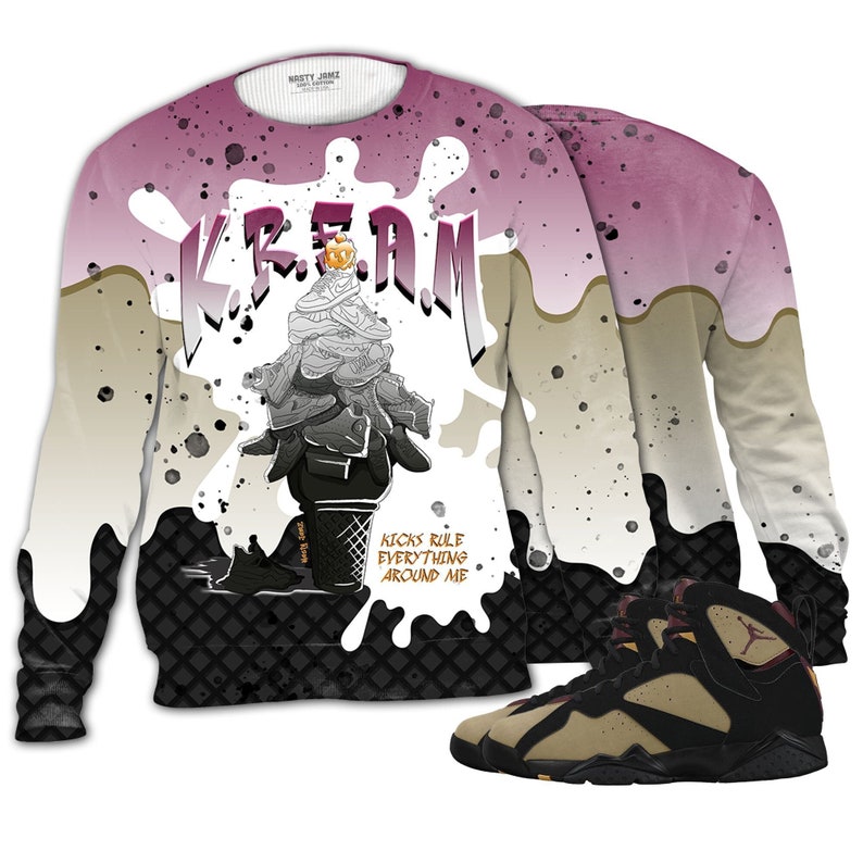 Kream 3d waffle conejordan 7 black olive cherrywood,outfit sweatshirt ,sneaker match outfit sneaker,christmas gift