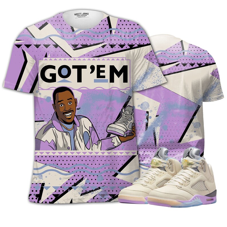 Got em 90s tv style 3d free pattern jordan 5 dj khaled sail, oversized t shirt, graphic tees ,outfit sneaker, jordan match shirt