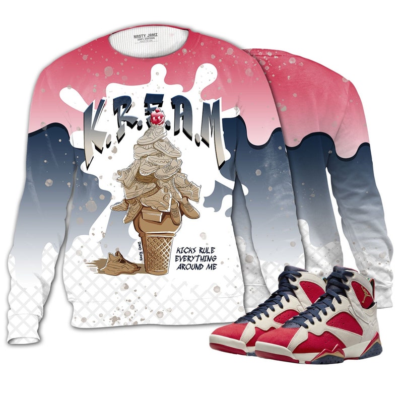 Kream 3d waffle conejordan 7 trophy room,outfit sweatshirt ,sneaker match outfit sneaker,christmas gift