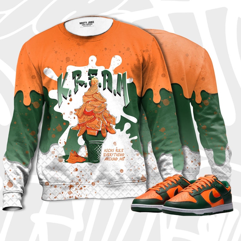 Kream 3d waffle cone sweatshirt match dunk low miami outfit sneaker, sweatshirt 3d match sneaker jordan