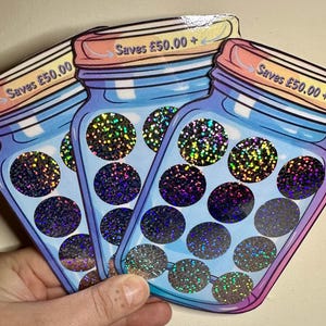 Jar Cut Out Scratch Off Savings Challenge - Risparmia 50 GBP +. Cash Stuffing Savings Challenge per raccoglitore di bilancio A6. Taglia a forma
