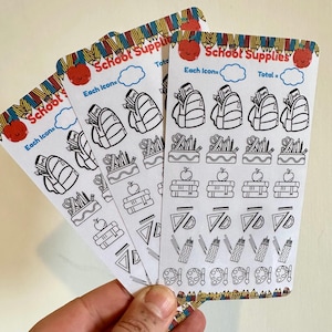 School Supplies Savings Tracker. Set Your Own Amount Per Icon. Suitable for Any Budget. Saving Challenge for A6 Cash Stuffing Budget Binder