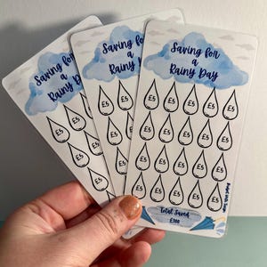 雨の日のための貯蓄トラッカー：ラミネート加工されたA6予算バインダーインサート