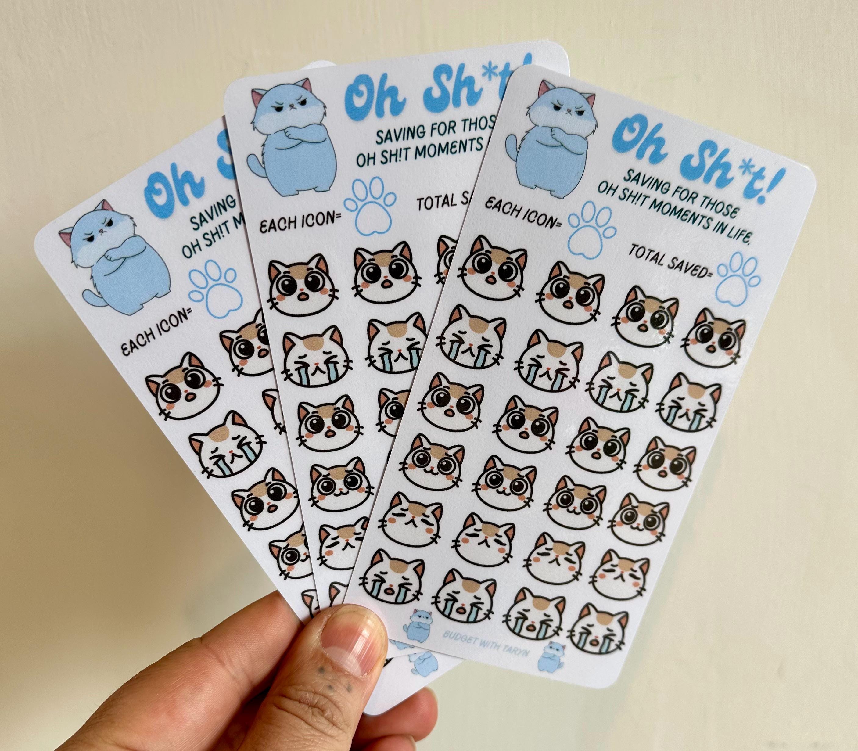 猫の貯金チャレンジ：A6サイズの現金詰め予算バインダー Oh Sh*t