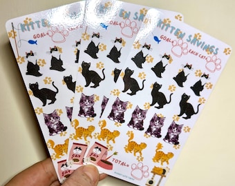 Kitten Savings Challenge Tracker: A6 Budget Binder Insert
