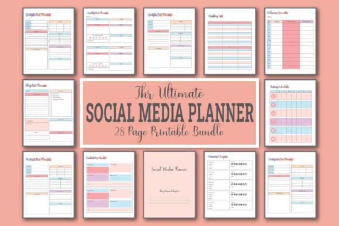 Printable Social Media Planner Social Media Planner Etsy Printable Social Media Planner Social Media Planner Etsy