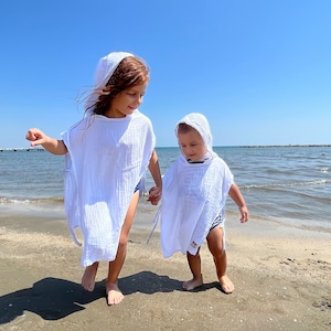 Hooded Poncho for Children, Muslin Surf Poncho, Baby and Toddler Beachwear, Beach Coverup, Kids Bath Towel ,Cotton Cape, Sun Cover,baby gift