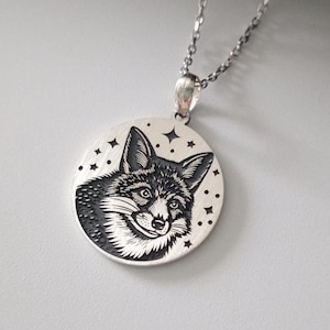 Sterling Silver Fox Pendant,  Fox Necklace, Personalized Fox Pendant, Silver Animal Pendant, Symbol of Cunning and Beauty, Christmas Gift