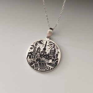 Oxidized Sterling Silver Eiffel Tower Necklace: Parisian Charm Jewelry