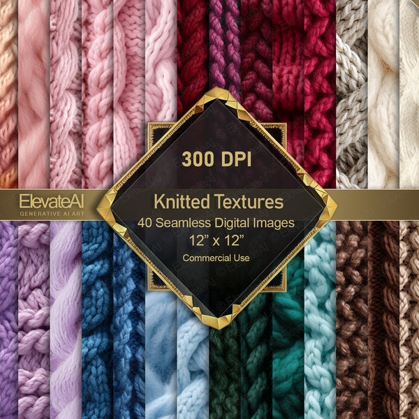 Printable Seamless Knitted Textures Digital Knitted Textures 40 Digital Tileable Textures Scrapbook Backgrounds Commercial Use