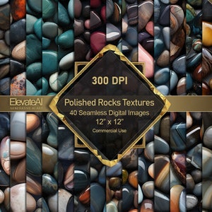 Puede incluir: Una colección de 40 imágenes digitales sin costuras que presentan texturas de rocas pulidas. Cada imagen mide 30,5 cm por 30,5 cm y 300 DPI. Las imágenes son perfectas para usar en proyectos comerciales.