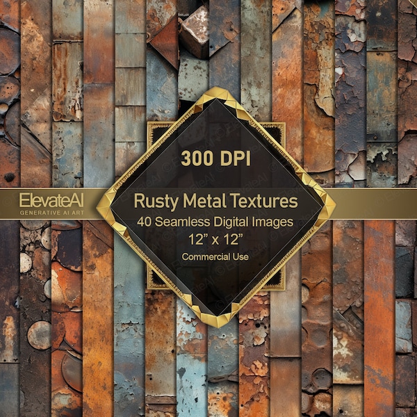 Printable Seamless Rusty Metal Textures Digital Aged Metal Textures 40 Digital Tileable Textures Scrapbook Backgrounds Commercial Use