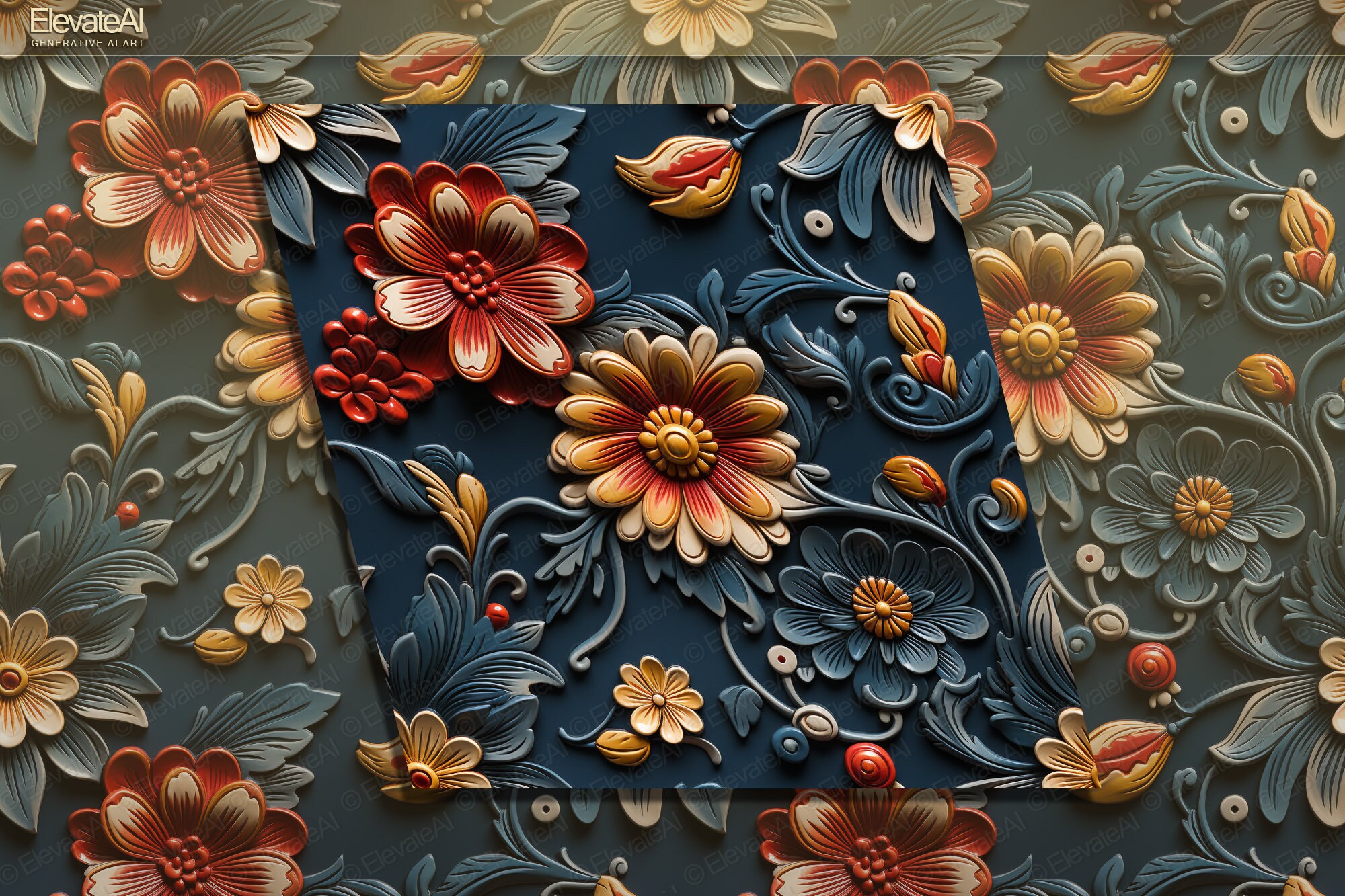 Ncl Background Pattern Printable Seamless Norwegian Rosemaling Porcelain Digital Ceramic ...