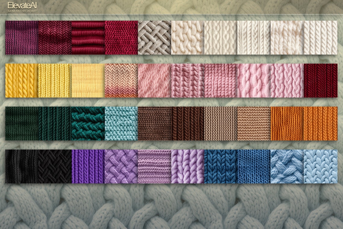 Texture Knitting Book Printable Seamless Knitted Textures Digital Knitted Textures 40 Digital ...