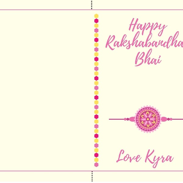 rakhi card simple modern personalised , canva editable greeting card, raksha bandhan card, Rakhi for brother , bro , ecards