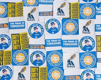 60 x Leeds United FC Ultra Style Vinyl Stickers | Mega Mix Pack | LUFC | MOT