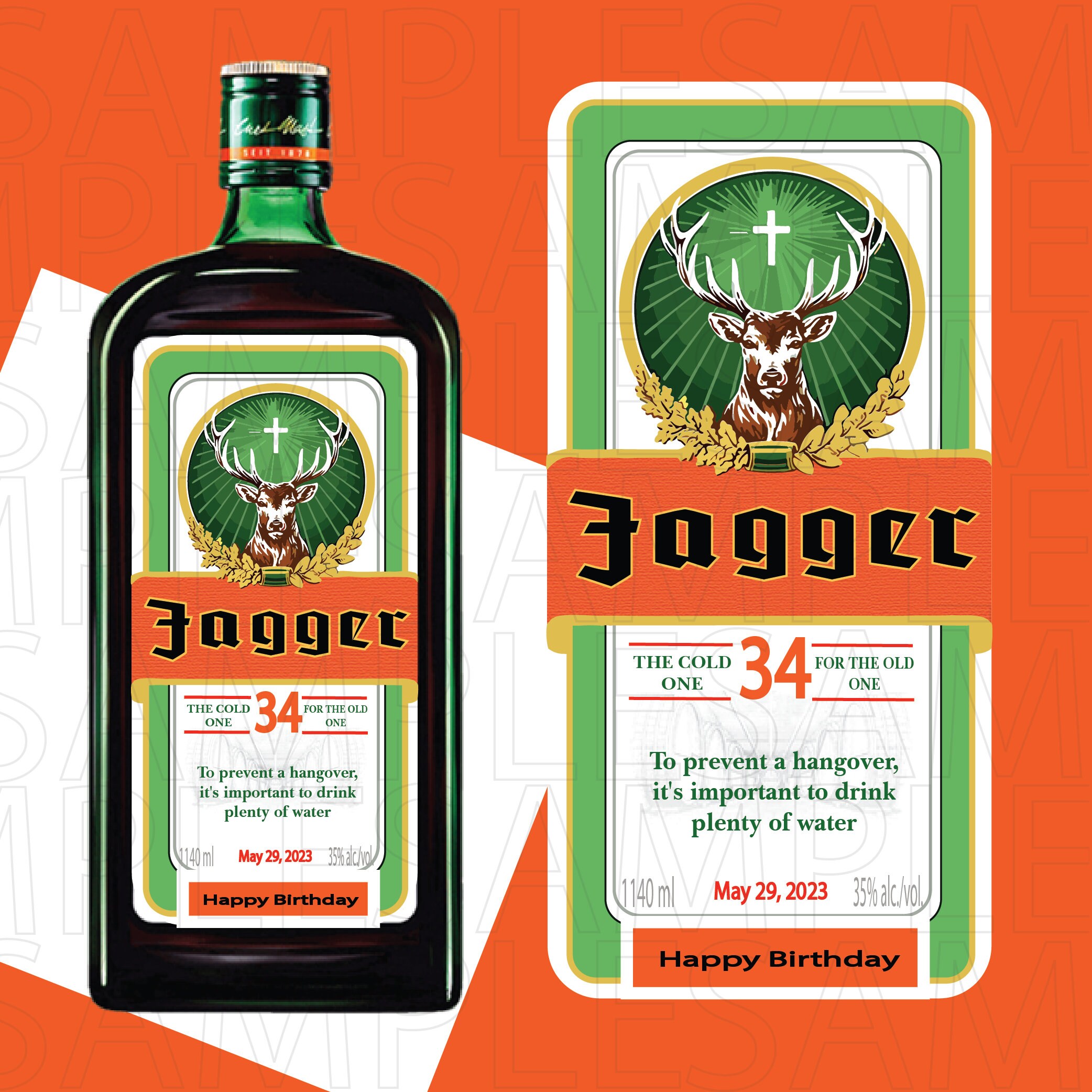 Jagermeister Labeljagermeister Birthday Label jager Label Etsy