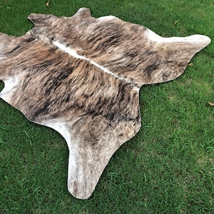 Special Cowhide Rugs 120cm x 120cm - Rugs for Bedroom -  Brown White Black Cowhide Rugs - Natural Hair On Hides - Leather Area Rug