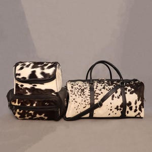 Bolsos de piel de vaca personalizados, bolso de lona de piel de vaca, mochila de piel de vaca, bolso de fin de semana de piel de vaca, bolso de viaje de piel de vaca, bolso de hombro de piel de vaca, compre un par