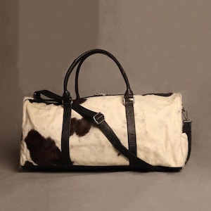 Personalized Cowhide Duffel Bag - Luxury Real Cowhide Travel Bag - Unisex Western Cowhide Weekender Bag - Shoulder Duffle Bag - Ideal Gift