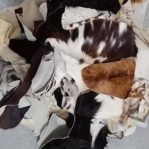 Cowhide Scrap - Cow Hide Material Offcuts - Cowhide Pieces for Upholstery Projects and Crafts Material - 1 KG Cow Skin Scrap Material