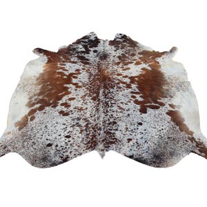 Genuine Brown and White Cow Skin-Brazillian Cowhide-Speckled Hair On Hide-Animal Skin for Living Room-Western Cowhide Decor-Floor Area Rug