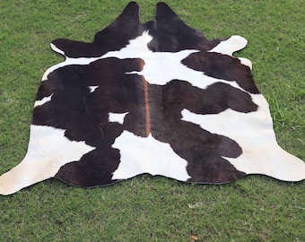 Cowhide Rug, Black White Brazilian Cow Skin Rug, Exclusive Rug for Upholstery, Black Panda Print Area Rug, Home Decor Soft Carpet Rug