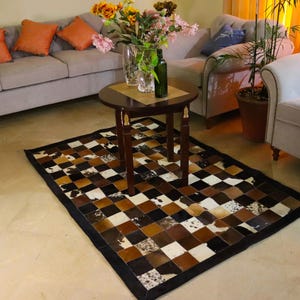 Add rustic elegance with our Cowhide Patchwork Runner. Unique Patchwork Cowhide Rug Decor, Handmade in Custom Size. Perfect Cowhide Area Rug for Living Room & beautiful Home Decor Rugs. Natural, durable statement piece.