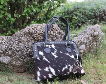 Koeienhuid draagtas, handgemaakte koeienhuid haar op tas, koeienhuid schoudertas, leren draagtas voor dames, western portemonnee
