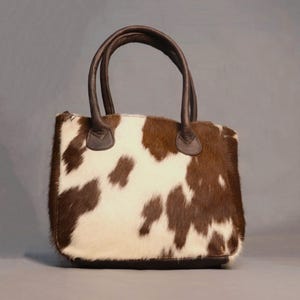 Rindsleder Einkaufstasche - Echte Kuh-Haut-Schultertasche - Kleine Tragetasche Western-Rindleder Handtasche - Geschenk für sie
