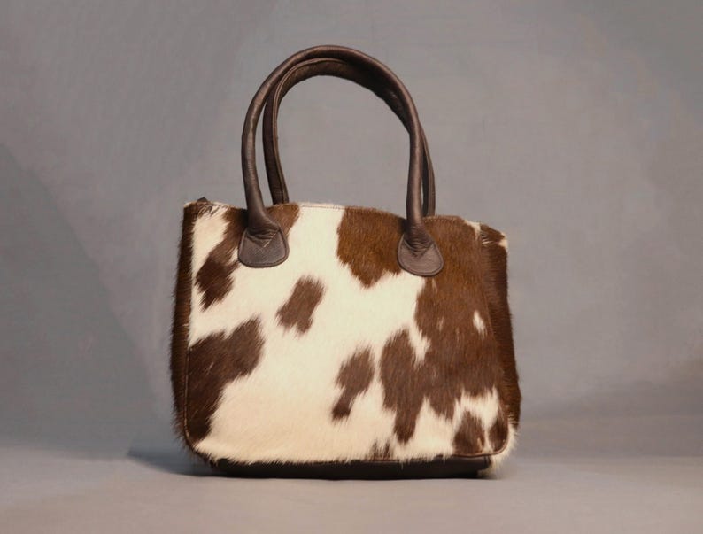 Cowhide Tote Bag - Genuine Cow Skin Tote Shoulder Bag - Carryall Western Cowhide Purse Bag - Gift for Her - Small Cowhide Tote Handbags