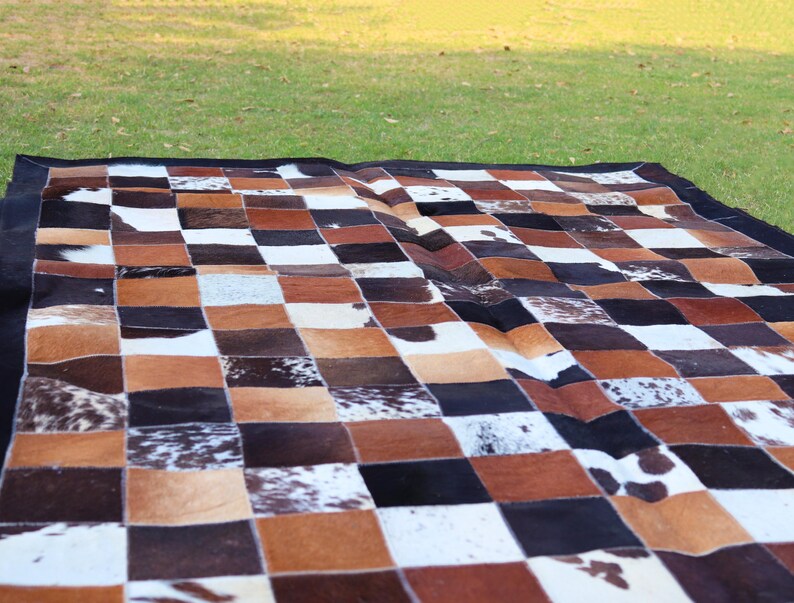 Add rustic elegance with our Cowhide Patchwork Runner. Unique Patchwork Cowhide Rug Decor, Handmade in Custom Size. Perfect Cowhide Area Rug for Living Room & beautiful Home Decor Rugs. Natural, durable statement piece.