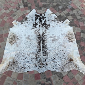 Exclusive Grey and White Real Cowhide Rug - Hair On Brazilian Cowhide for Home Decor - Natural Floor Area Cowhide Rug - Western Cowhide Rug