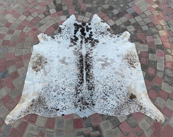 Exclusive Grey and White Real Cowhide Rug - Hair On Brazilian Cowhide for Home Decor - Natural Floor Area Cowhide Rug - Western Cowhide Rug
