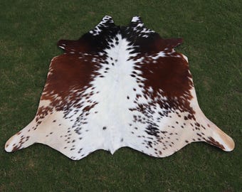 Brown and White Cowhide with Hair On Luxury Genuine Cowhide Skin Rug Cowhide Rug for Western Home Decor Large Cow Rug Cowhide Floor Area Rug