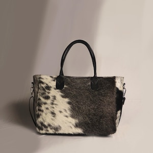 Large Cowhide Tote Bag - Cowhide Leather Tote Shoulder Bag - Handmade Western Cowhide Purse - Cowhide Tote Handbag - Ideal Gift for Her