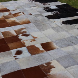 Add rustic elegance with our Cowhide Patchwork Runner. Unique Patchwork Cowhide Rug Decor, Handmade in Custom Size. Perfect Cowhide Area Rug for Living Room & beautiful Home Decor Rugs. Natural, durable statement piece.