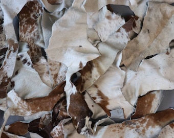 Cowhide Scrap Material - Cowhide Offcuts for Upholstery Projects - Hair on Hides - Handmade Crafting Leather Pieces - 1 Kg Per Order