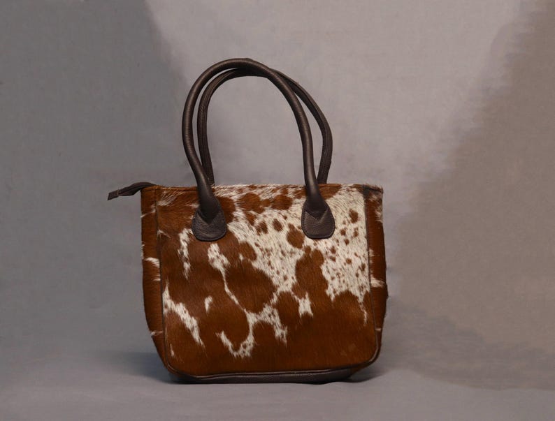 Cowhide Tote Bag - Genuine Cow Skin Tote Shoulder Bag - Carryall Western Cowhide Purse Bag - Gift for Her - Small Cowhide Tote Handbags