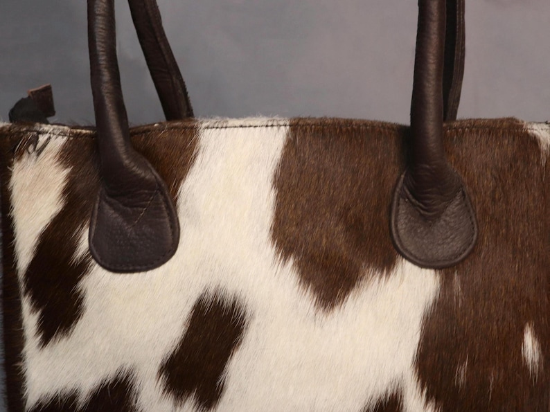 Cowhide Tote Bag - Genuine Cow Skin Tote Shoulder Bag - Carryall Western Cowhide Purse Bag - Gift for Her - Small Cowhide Tote Handbags