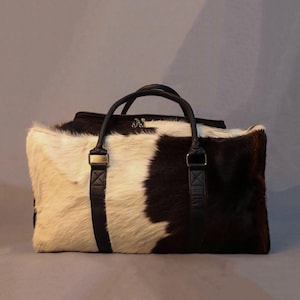Personalized Cowhide Duffel Bag - Large Cowhide Weekender Bag - Real Cowhide Travel Bag - Shoulder Duffle Bag - Ideal Gift for Him or Her