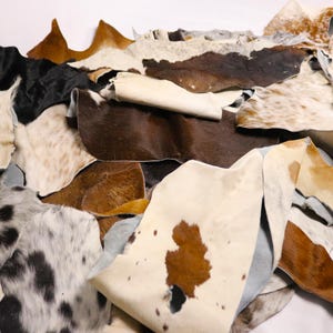 1 Kg Bag of Cowhide Scraps - Cowhide Scrap Material - Hair-On Cowhide Offcut Pieces for Arts and Crafts - Variable Sizes and Mixed Colors