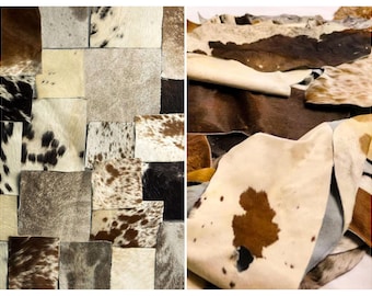 1 Kg Bag of Cowhide Scrap Material - Hair-On Cowhide Offcut Pieces - Cowhide Scrap for Arts and Crafts - Variable Sizes and Mixed Colors