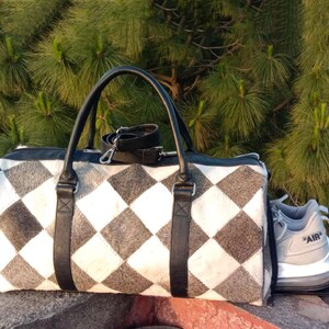 Cowhide Duffle bag with Shoes Compartment - 24inch Duffle Bag for Womenmen - Travel Duffle bag for Luggage - Weekender Duffle bag for gym